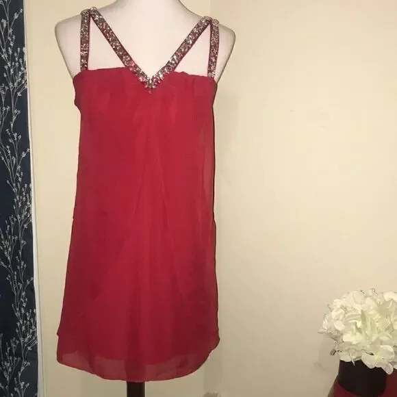 Adrianna Papell Flyaway Dress with Beaded Straps - Picture 1 of 8